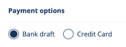 bank draft or credit card