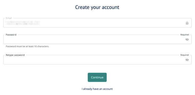 create your account page
